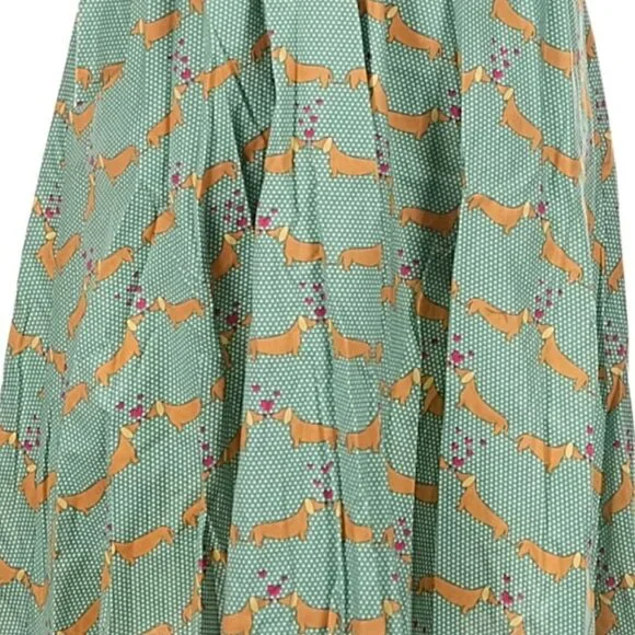 Modcloth Green Dachshund Print Puppy Love Shirt Dress - Picture 5 of 6